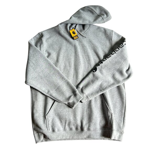 Carhartt Gray Hoodie NWT Sz 3XL Loose Fit Pullover Sweatshirt Logo Sleeve - Picture 1 of 5